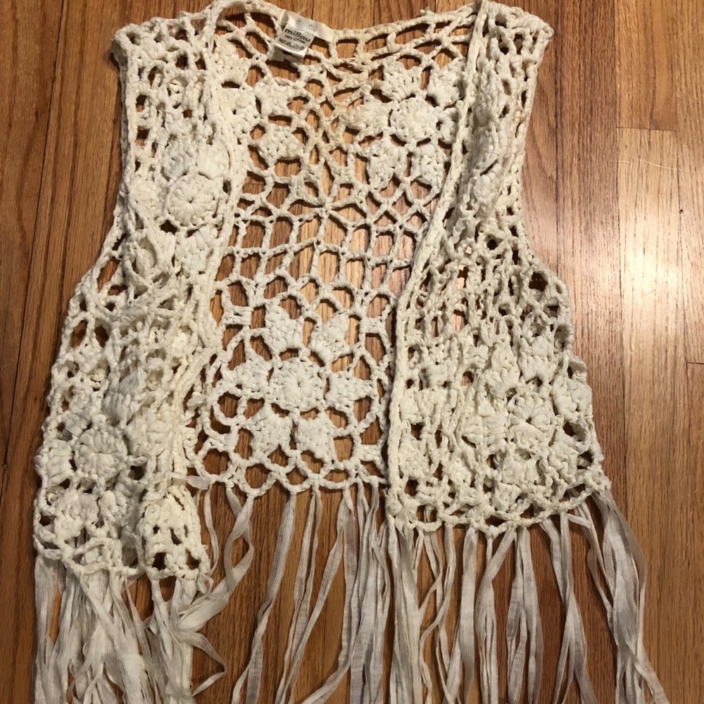 Millau Crochet Fringe Vest